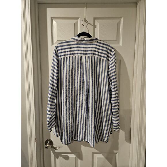 Chico's Splice Striped Tunic Blue Lyocell Tencel Breton Size 3 XL 16-18 - Picture 7 of 7